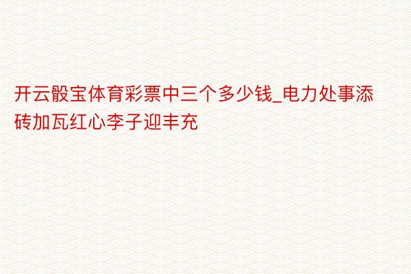 开云骰宝体育彩票中三个多少钱_电力处事添砖加瓦红心李子迎丰充