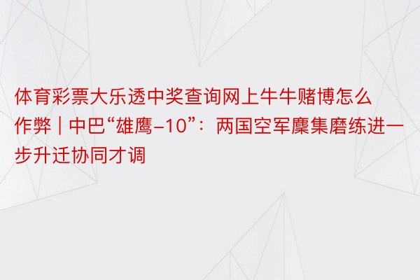 体育彩票大乐透中奖查询网上牛牛赌博怎么作弊 | 中巴“雄鹰-10”：两国空军麇集磨练进一步升迁协同才调